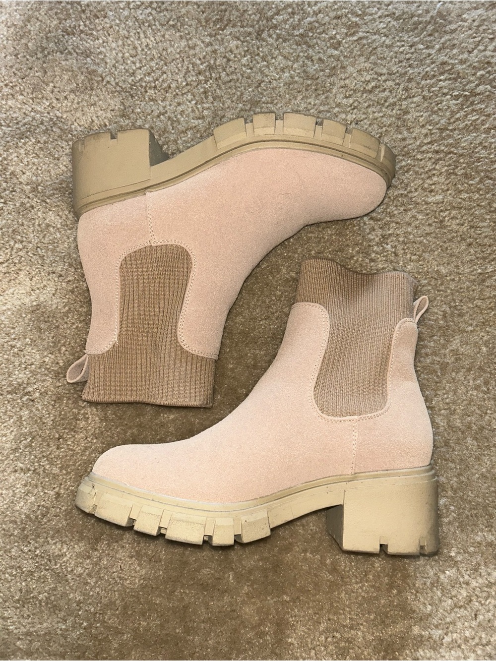 Blush Suede-Look Lug Boot